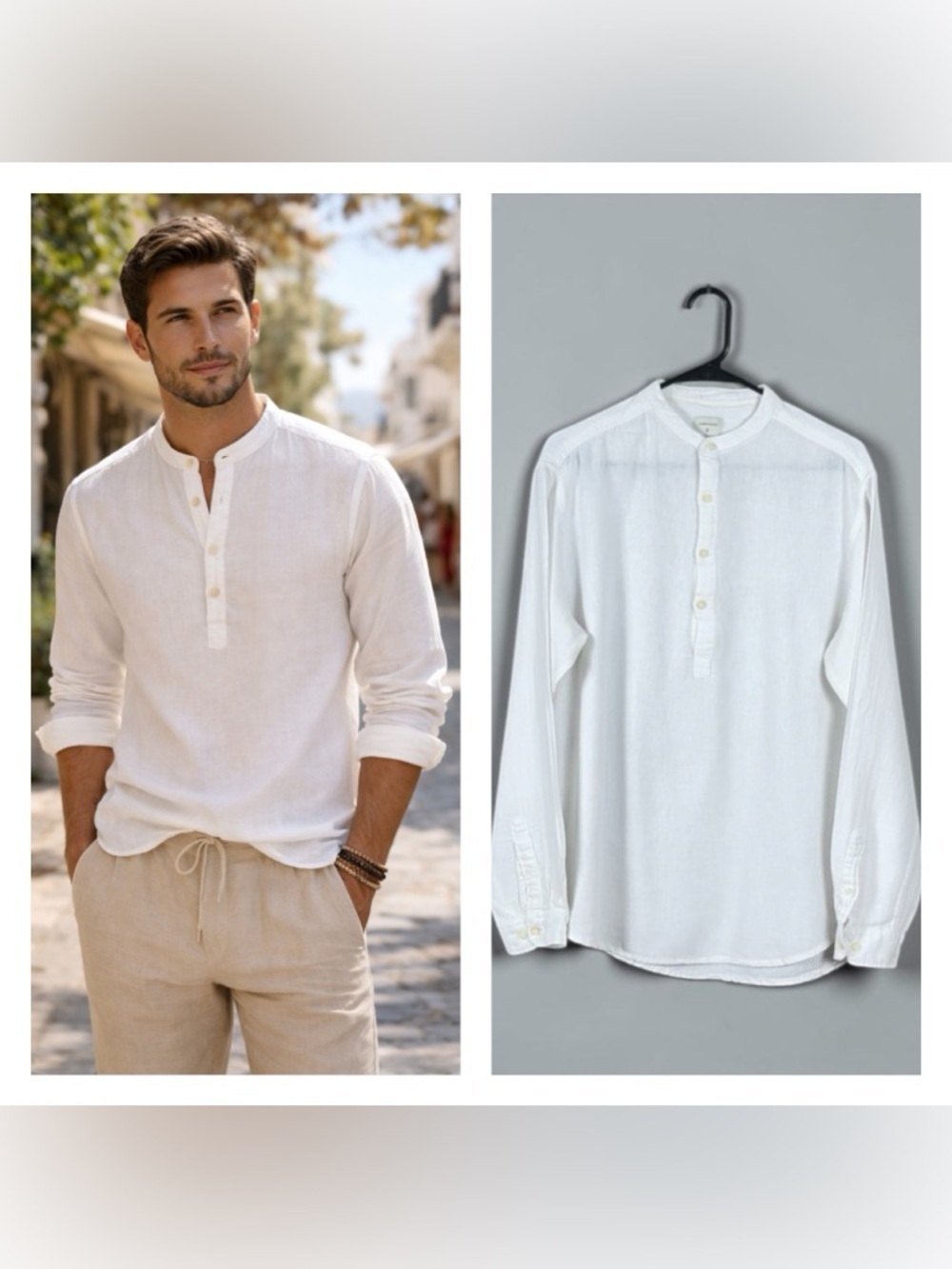 Marfinno Mens Button Up Shirt Size Medium Coastal Euro Summer Long Sleeve White